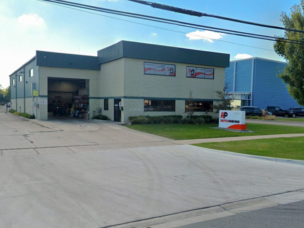 Hutch Paving headquarters in Warren, Michigan showing 3-bay garage and front office